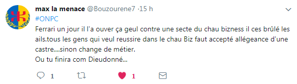 Premier tweet de Max la menace