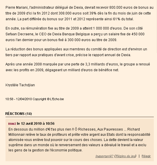 mais cette poésie semble indésirable - L'Echo 12 avril 2010